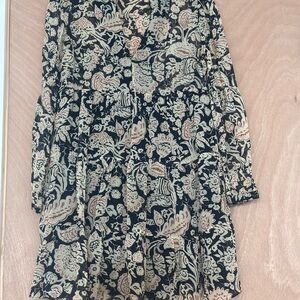 ba&sh Black and Cream Floral Mini Dress